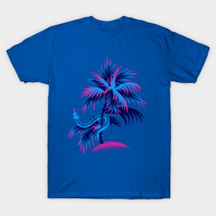 Snake Palms - Blue / Pink T-Shirt